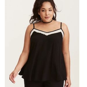 Torrid Size 1 Black Dot Lace Trim Cami
